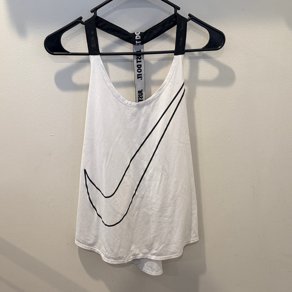 Nike Women's White and Black Tank Top